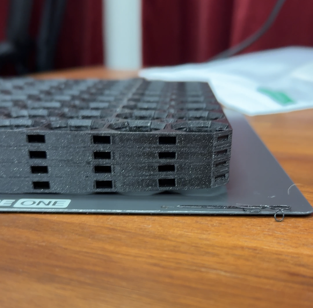 Warped corner on a stack of multiboard tiles