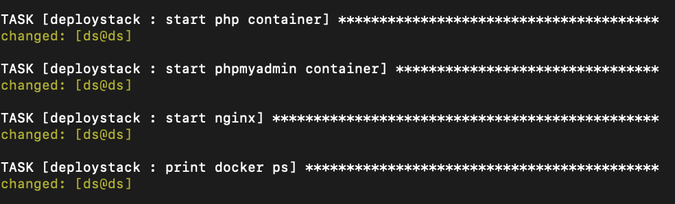 Successful play from Ansible