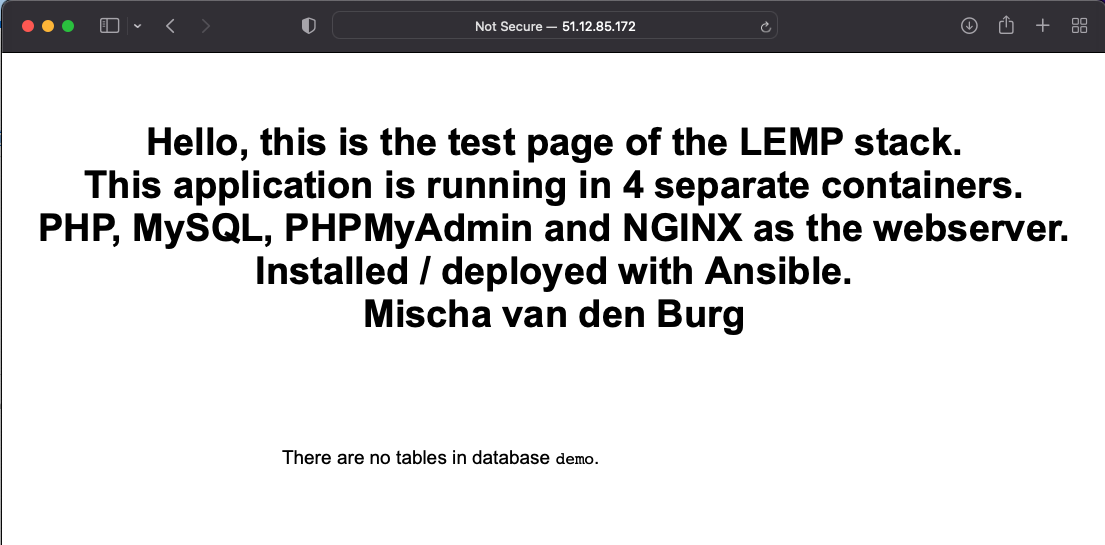 The final web page served by Nginx 